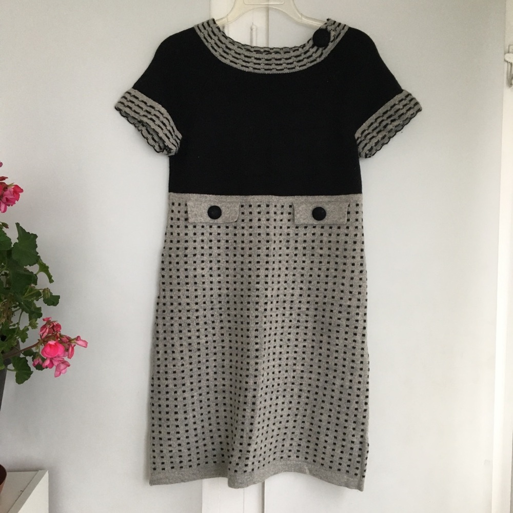 Etincelle Couture mod gray & black sweater dress